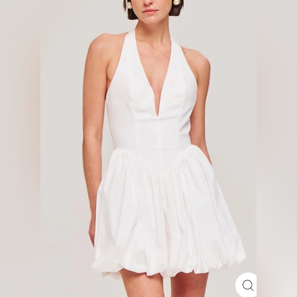 Ronny Kobo White Halter Tuberose Bubble Hem Mini Dress Size Small NWT $428